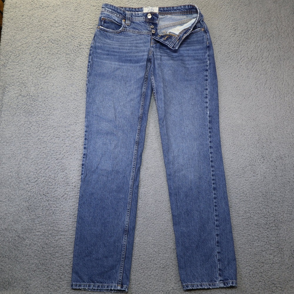 We The Free People Straight Leg Jeans Blue Denim High Rise Button Fly Size 26